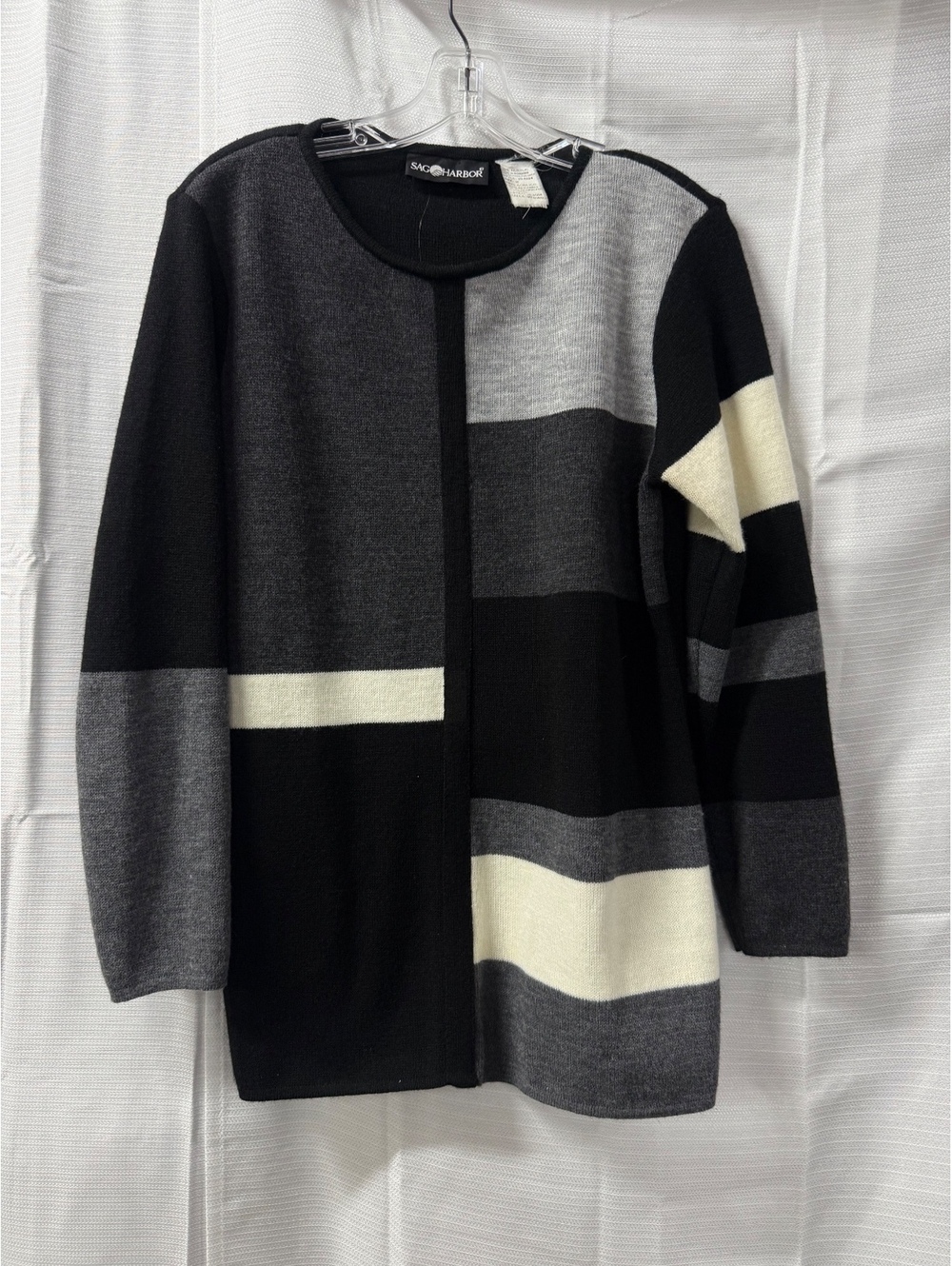 Sag Harbor Women's Medium Acrylic Colorblock Pullover Sweater